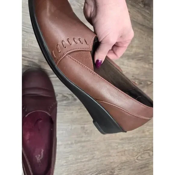 Easy Street Comfort Wear Wedge Heels Dark Red Brown Dress Shoes Size 10 - 2 Pair - Picture 9 of 10